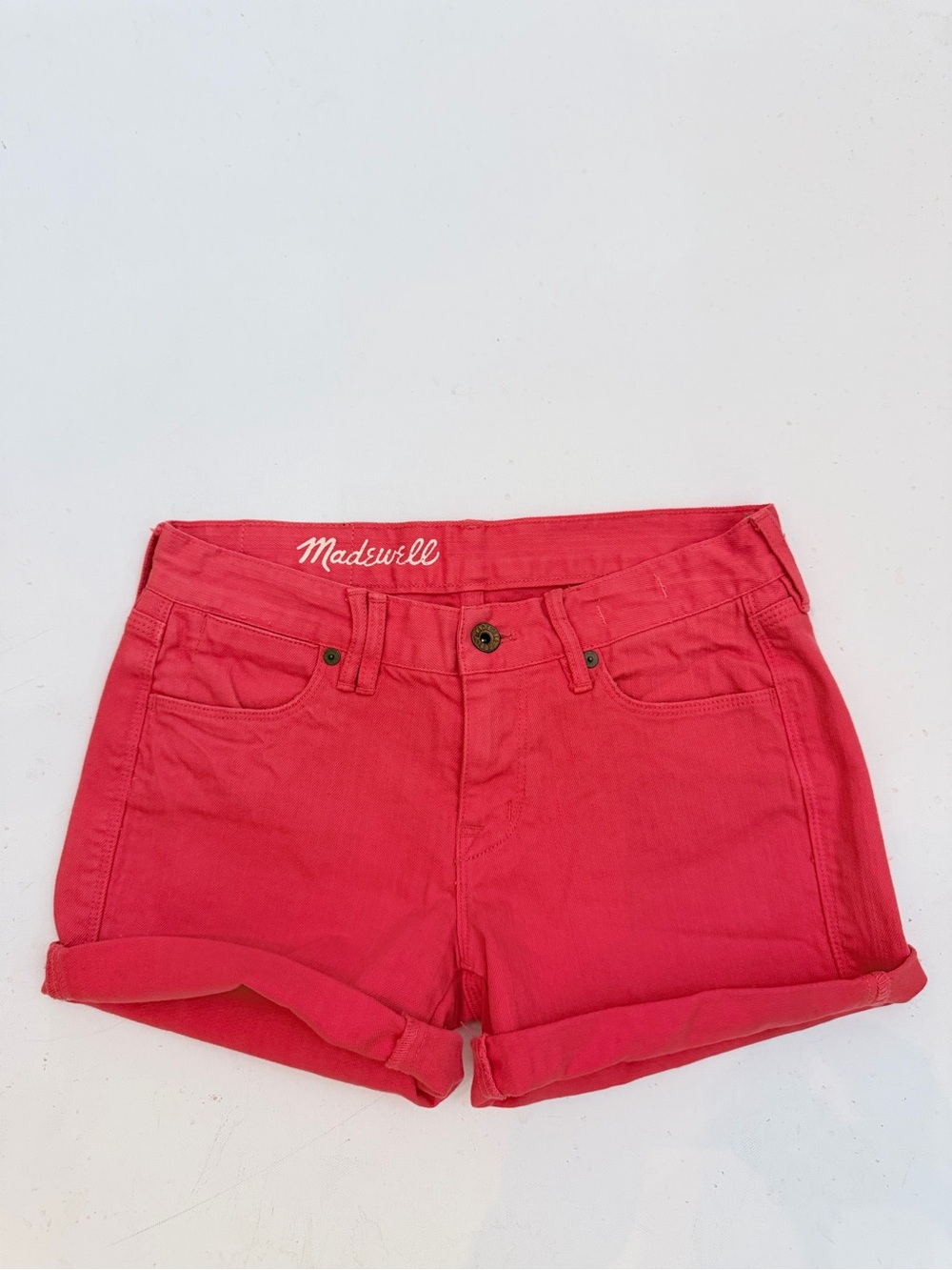 Madewell Women’s Pink Rolled-Hem Cotton Shorts